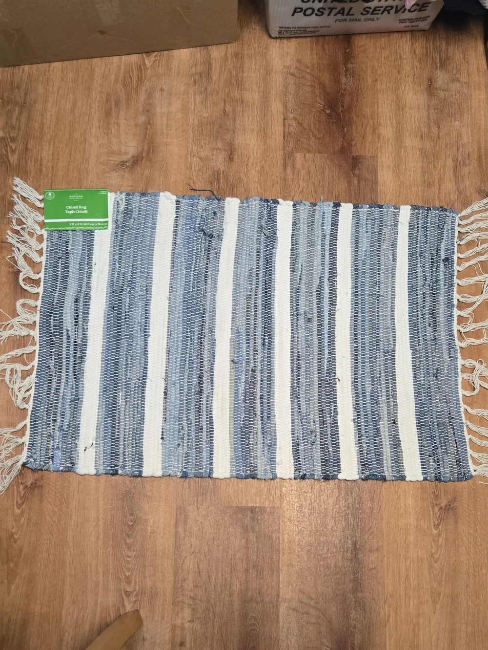 Nwt! Ashland Blue & White Chindi Rug 2x3 Ft 